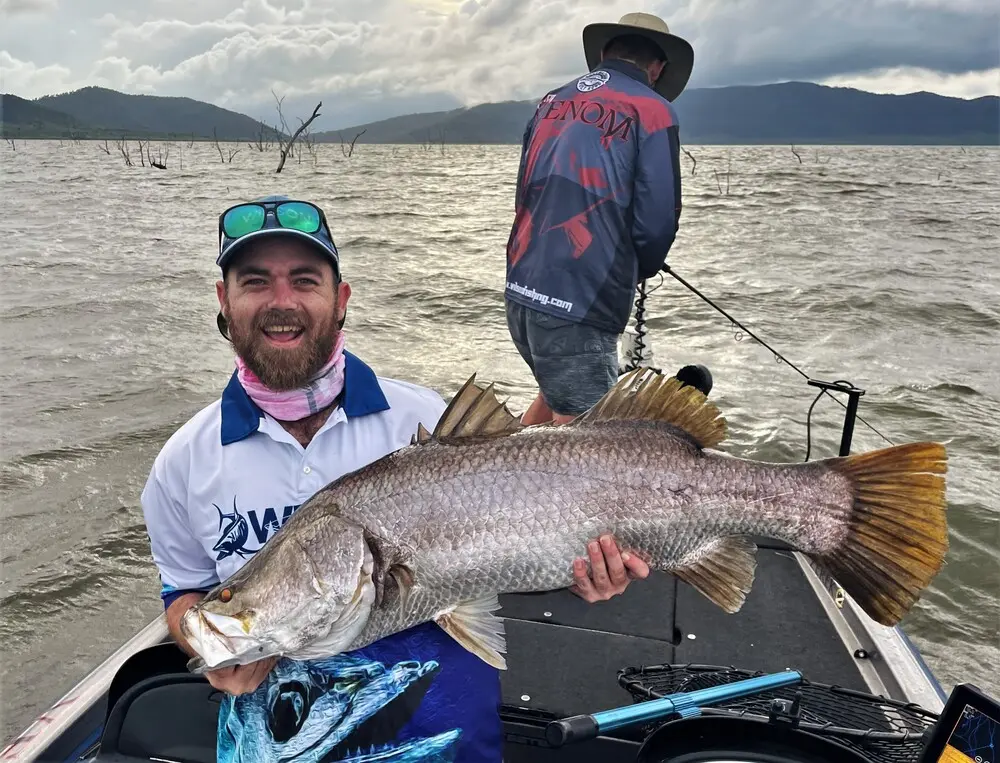 Sam Howard found a few willing barra and took to it like a duck to water.