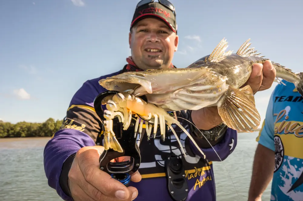 The Live Shrimp Hot Legs is an ideal lure for chasing flathead in the estuaries with the hop and drop retrieve.