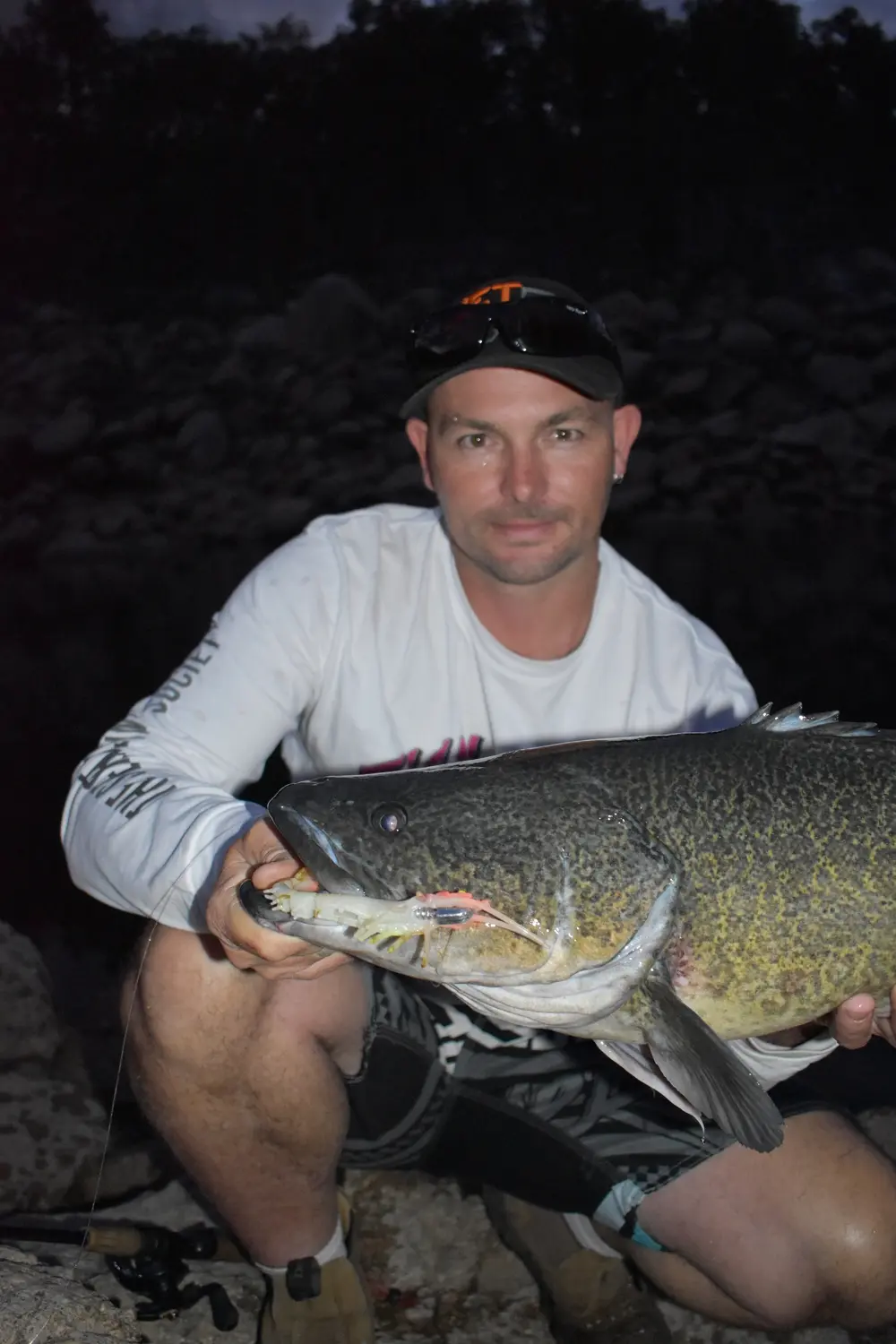 Josh Usher with a Copeton cod that inhaled the Live Cherabin 6