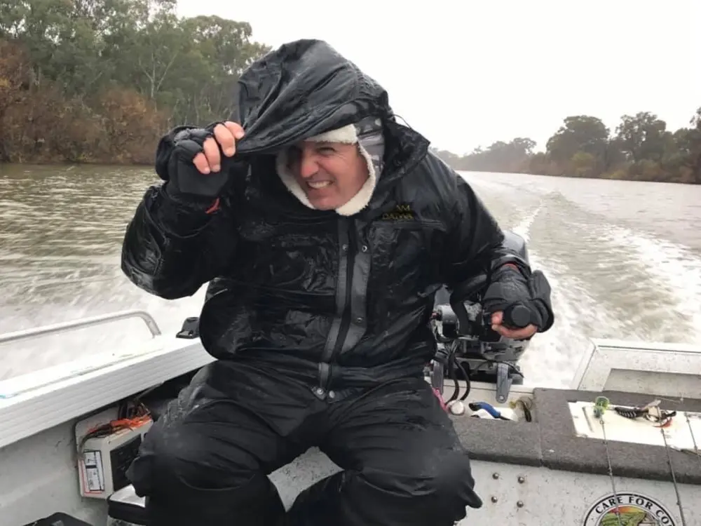This is when it really is no fun at all. The spray jacket we love so much in Queensland is hopelessly inadequate when itâ€™s raining sideways and the temperature maximum for the day is under 10C! Invest in a proper water and wind proof outer shell and youâ€™ll not be rushing back to the ramp to get out of the weather like we were in this picture.